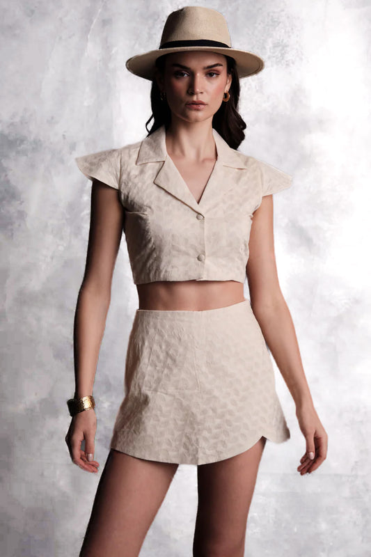 IVORY DRAPE SKORT