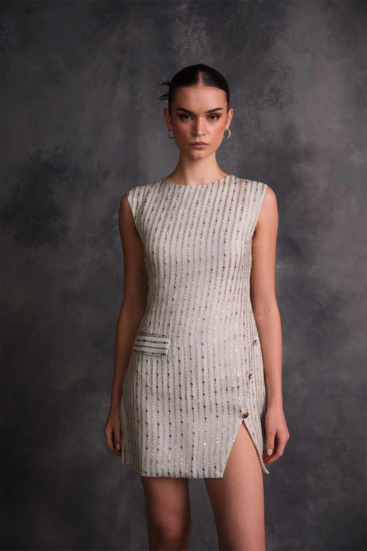 IVORY EMPIRE SLIT DRESS