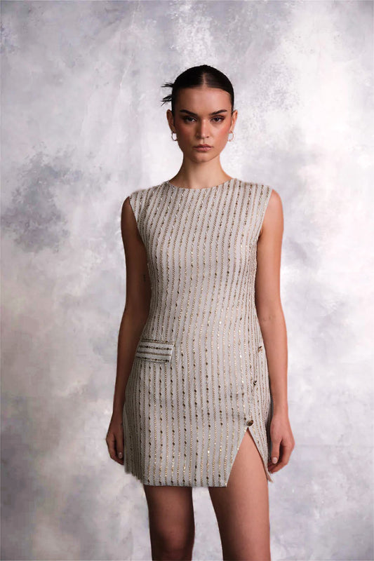IVORY EMPIRE SLIT DRESS
